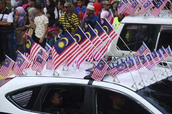 Kuala Lumpur Malajsie Srpna 2018 Malajsijský Vlajkovou Průvod Malajského Občana — Stock fotografie