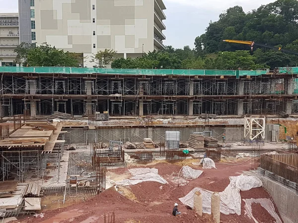 Kuala Lumpur Malasia Julio 2017 Sótano Del Edificio Construcción Utilizando — Foto de Stock