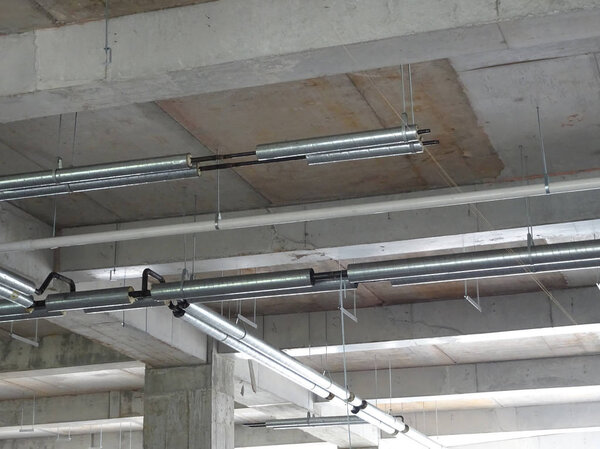 KUALA LUMPUR, MALAYSIA -SEPTEMBER 16, 2017: Under construction chilled water pipe at the construction site. 