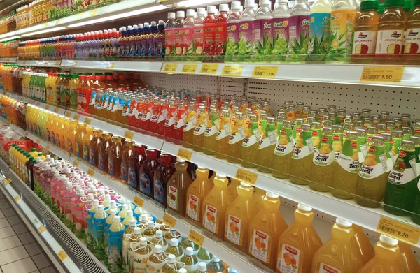 Kuala Lumpur Malaysia April 2017 Packed Bottle Juice Drink Display — Stock Photo, Image