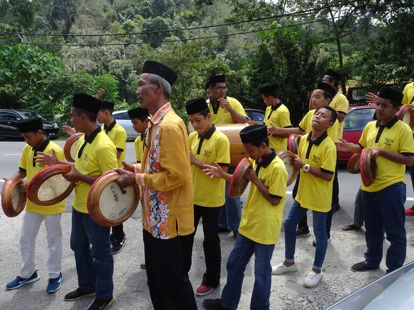 Kuala Lumpur Maleisië Januari 2018 Jongen Speelt Kompang Tijdens Maleisische — Stockfoto