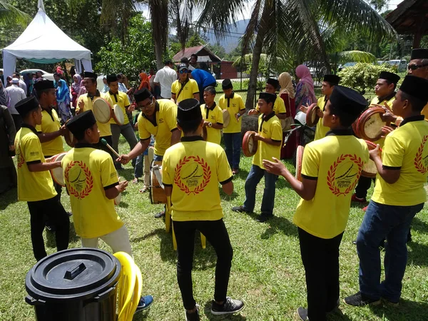 Kuala Lumpur Maleisië Januari 2018 Jongen Speelt Kompang Tijdens Maleisische — Stockfoto