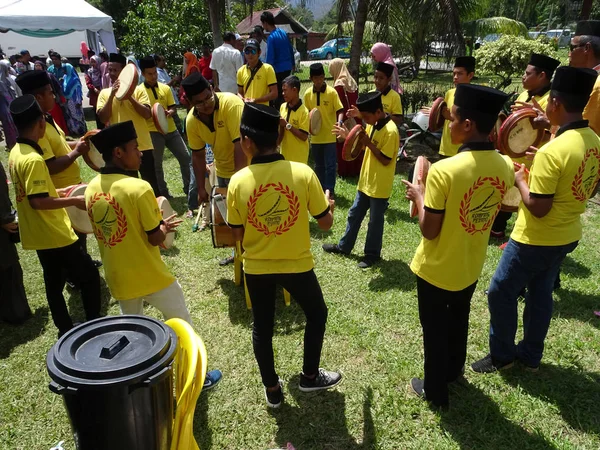 Kuala Lumpur Maleisië Januari 2018 Jongen Speelt Kompang Tijdens Maleisische — Stockfoto