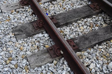 Kelantan, Malezya-12 Kasım 2012: Tumpat, Kelantan eski demiryolu parça. Bu Ingiliz işgali döneminde inşa Malezya en eski demiryolu pistidir. 