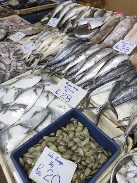 Κουάλα Λουμπούρ Μαλαισία Ιουλίου 2019 Διάφοροι Τύποι Ψαριών Στην Αγορά — Φωτογραφία Αρχείου