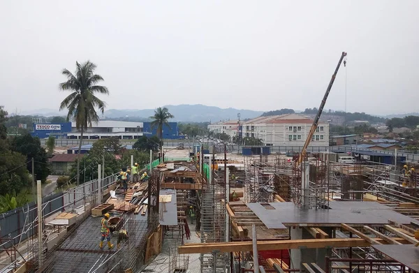 Kuala Lumpur Malasia Julio 2017 Trabajadores Construcción Que Trabajan Sitio — Foto de Stock