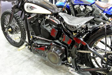 Kuala Lumpur, Malezya-25 Eylül 2016: özel motosiklet. Eski motosiklet modeli kendi tutku ve yaratıcılığın yerine getirmek için Tasarımcısı tarafından özelleştirilmiş. 