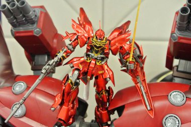 Kuala Lumpur, Malezya - 31 Mart 2018: Mobil Takım Elbiseli Gundam oyuncağı model ve oyuncaklara odaklandı. Gunpla & Bandai 'nin kurgusal Gundam evreninin karakterleri.