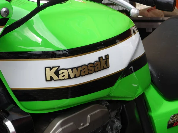 Kuala Lumpur Malaysia March 2018 Kawasaki Marca Logotipos Corpo Motocicleta — Fotografia de Stock
