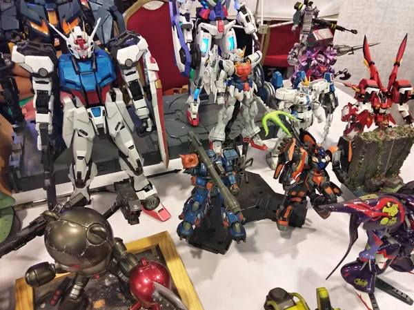 马来西亚吉隆坡 2018年3月31日 专注于移动服装Gundam动作模型和玩具 Gunpla Bandai小说 Gundam宇宙 中的人物 — 图库照片