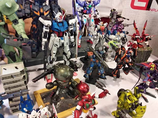 马来西亚吉隆坡 2018年3月31日 专注于移动服装Gundam动作模型和玩具 Gunpla Bandai小说 Gundam宇宙 中的人物 — 图库照片