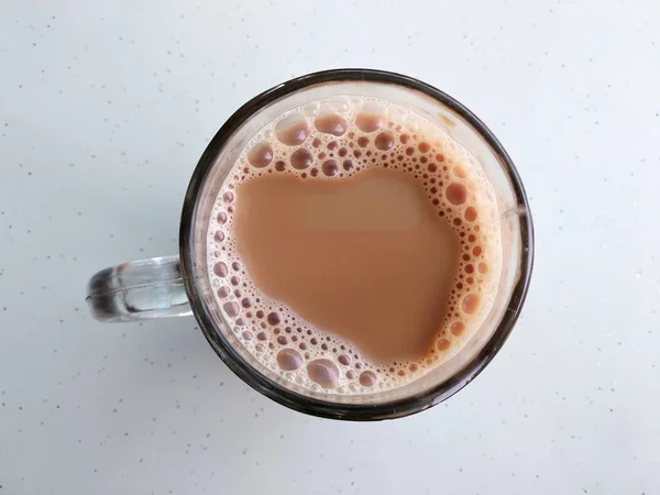 Das Malaysische Getränk Heißt Teh Tarik Teegetränke Mit Cremiger Weißer — Stockfoto