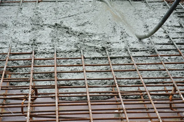 Selangor Malaysia June 2016 Construction Workers Using Concrete Vibrator Construction — Stock Photo, Image