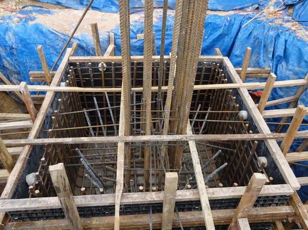 Jasin Malaysia September 2016 Pile Caps Formworks Sheet Pile Cofferdam — стоковое фото