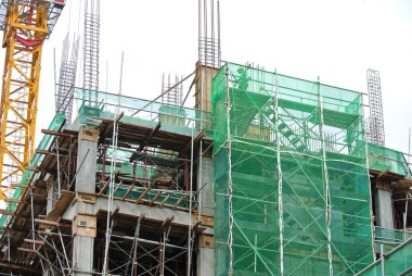 KUALA LUMPUR, MALAYSIA - 19 Eylül 2016: Yapım aşamasındaki bina. Duvar ve tedavi bitti. 