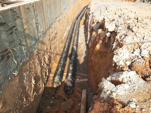 Seremban Malaysia August 2019 Podzemní Potrubí Služby Položené Pracovníky Zákopech — Stock fotografie