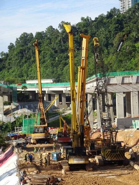 Kuala Lumpur Malaysia March 2010 Bore Pile Rig Machine Construction — Stock Photo, Image