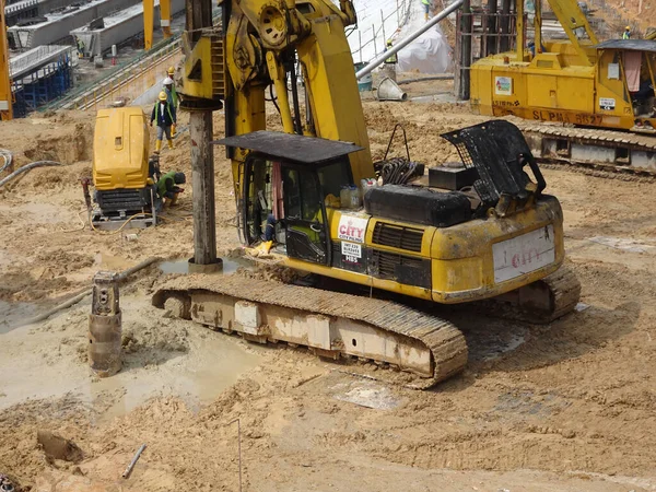 Kuala Lumpur Malaysia March 2010 Bore Pile Rig Machine Construction — Stock Photo, Image