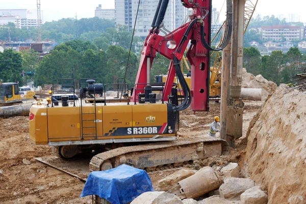 Kuala Lumpur Malaysia March 2010 Bore Pile Rig Machine Construction — Stock Photo, Image