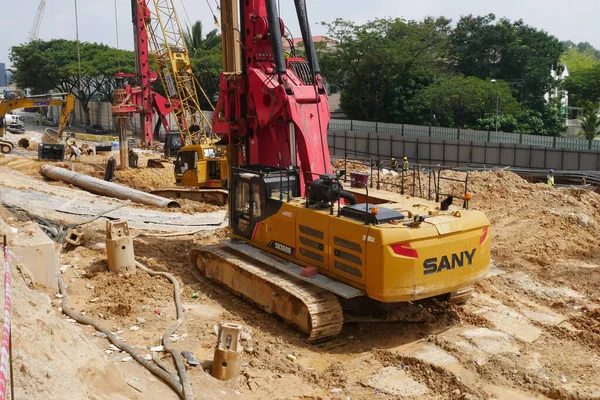 Kuala Lumpur Malaysia March 2010 Bore Pile Rig Machine Construction — Stock Photo, Image