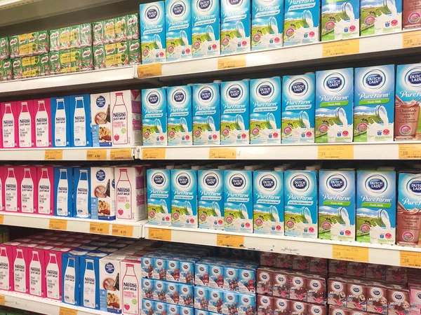 Seremban Malaysia Juli 2019 Verarbeitete Und Frische Milch Der Papierbox — Stockfoto