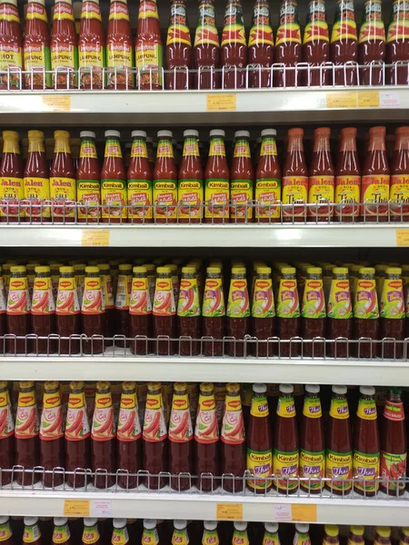 Kuala Lumpur Malásia Maio 2020 Foco Seletivo Ketchup Pimenta Nas — Fotografia de Stock