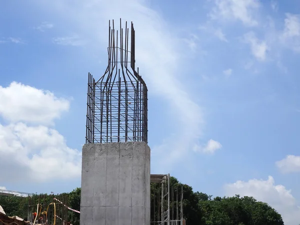 Kuala Lumpur Malaysia Dezembro 2017 Coluna Concreto Armado Construção Canteiro — Fotografia de Stock