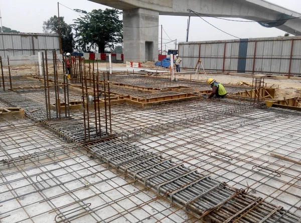 Selangor Malaysia January 2017 Slab Steel Reinforcement Bar Laid Top — стоковое фото