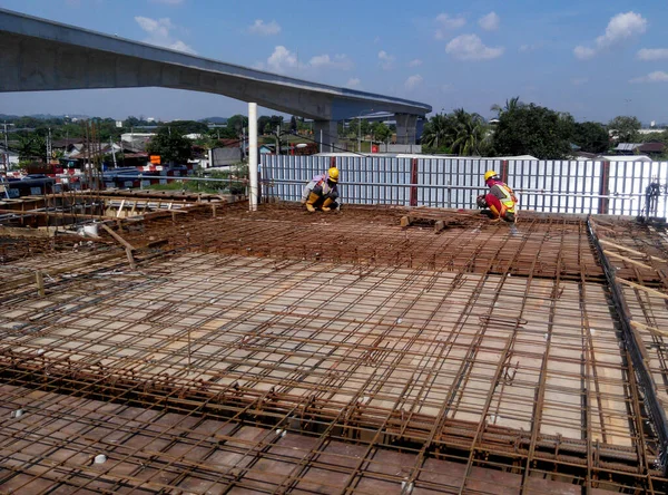 Selangor Malaysia January 2017 Slab Steel Reinforcement Bar Laid Top — стоковое фото