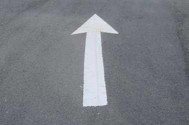 Termoplastik okun yol izi. İmza yol kullanıcıları için yönü gösterir. 