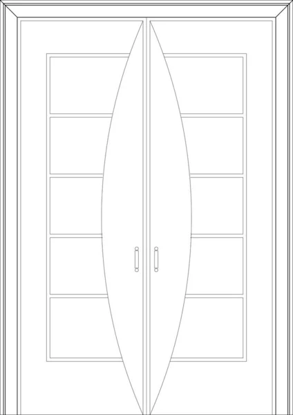 Una Imagen Madera Decorativa Puerta Hojas Dobles Architectural Cad Dibujo — Foto de Stock