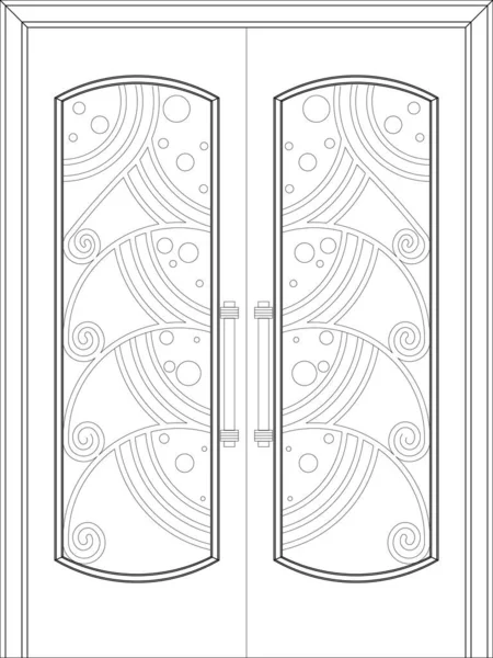 Image Timber Decorative Door Double Leaves Architectural Cad Drawing Comes — Stock Photo, Image