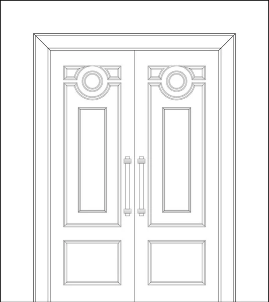 Obraz Drewnianych Drzwi Dekoracyjnych Podwójne Liście Architektoniczny Rysunek Cad Pochodzi — Zdjęcie stockowe