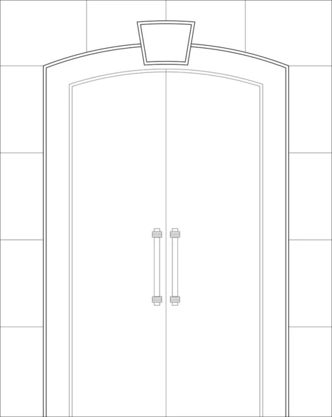 Een Afbeelding Van Houten Decoratieve Deur Dubbele Bladeren Architectural Cad — Stockfoto