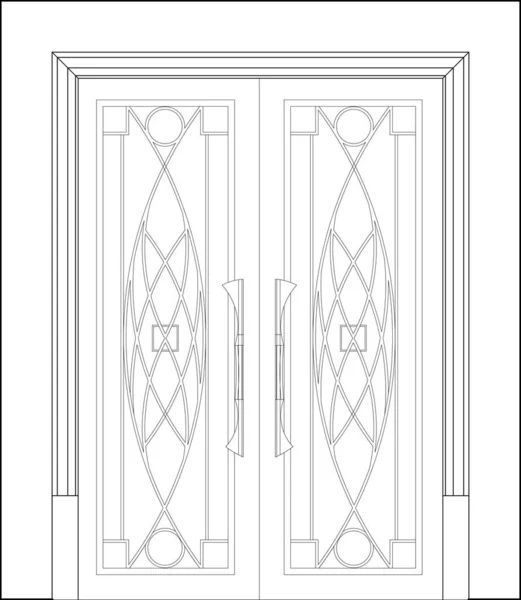 Image Timber Decorative Door Double Leaves Architectural Cad Drawing Comes — Stock Photo, Image