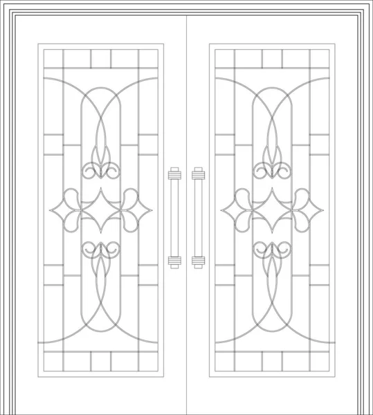 Obraz Drewnianych Drzwi Dekoracyjnych Podwójne Liście Architektoniczny Rysunek Cad Pochodzi — Zdjęcie stockowe