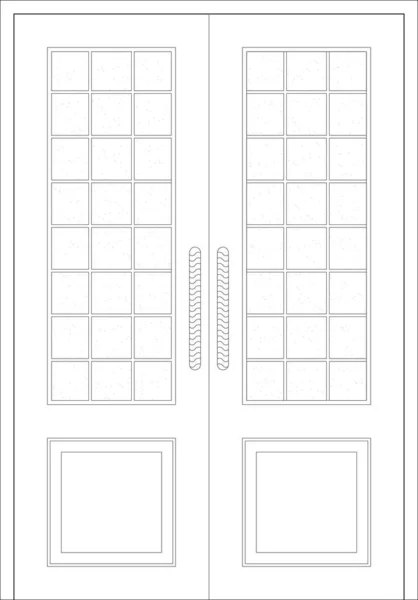Изображение Деревянных Декоративных Дверей Двойными Листьями Архитектурном Сапр Рисунке Поставляется — стоковое фото