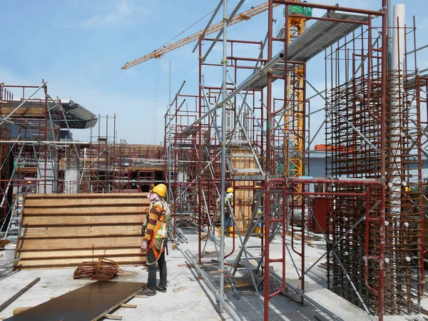 Serdang Malaysia Juni 2016 Tagsüber Baustelle Serdang Malaysia Arbeiter Mit — Stockfoto