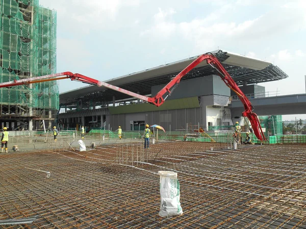 Perak Malaysia Nisan 2016 Beton Pompalama Makinesi Aynı Anda Büyük — Stok fotoğraf