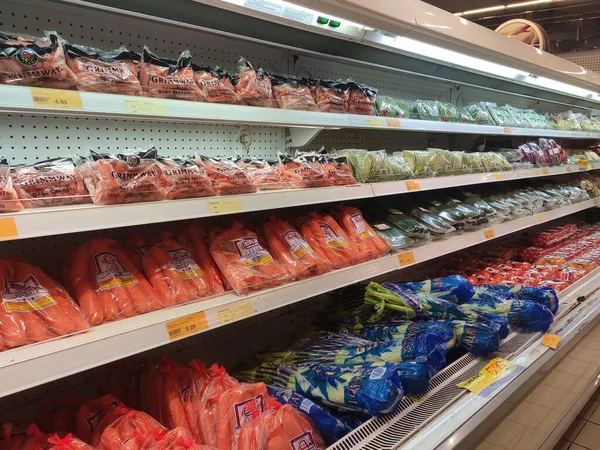 Kuala Lumpur Malaisie Juillet 2020 Légumes Emballés Dans Récipient Plastique — Photo