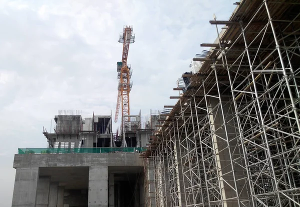 Kuala Lumpur Malaysia May 2017 Metal Scaffolding Used Construction Workers — Stock Photo, Image