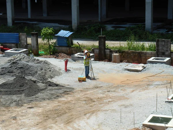 Kuala Lumpur Malaysia Julho 2020 Inquérito Com Equipamento Levantamento Canteiro — Fotografia de Stock