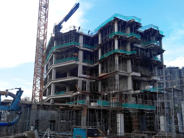 Kuala Lumpur Malasia Abril 2020 Sitio Construcción Está Funcionando Durante — Foto de Stock