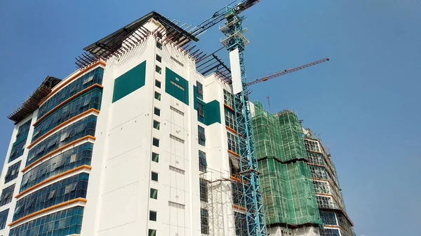Kuala Lumpur Malaysia April 2020 Construction Site Operating Day Workers — Stock Photo, Image