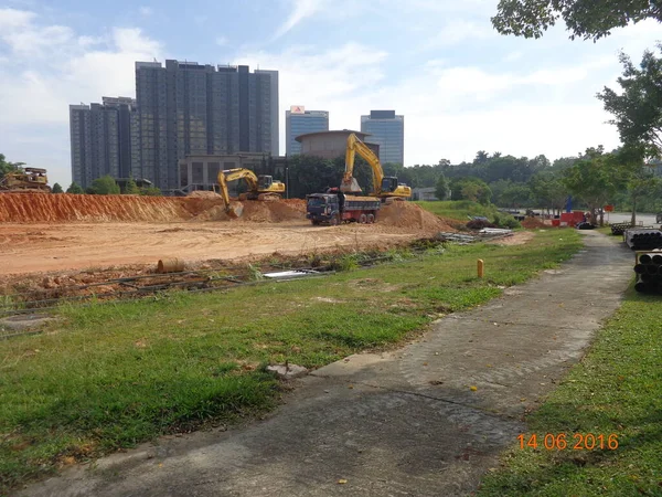 Cyberjaya Malaysia January 2020 Earthworks New Development Heavy Machinery Performs — Stock Photo, Image