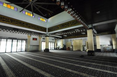 KELANTAN, MALAYSIA - 30 Mart 2014: Bunut Payung Camii. İslami geometri ve İslami mimari unsurlardan etkilenmiş yerel mimari tarzına sahip yeni cami inşası.  