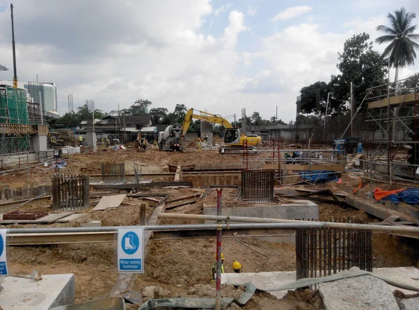 Kuala Lumpur Malaysia July 2016 Construção Fundações Canteiro Obras Kuala — Fotografia de Stock