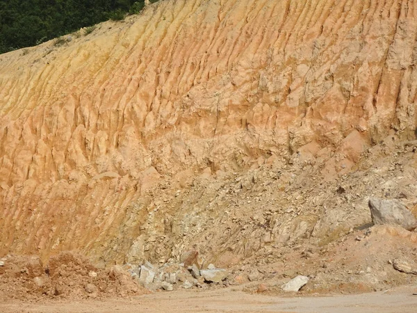 Erosion Ground Slopes Caused Rainfall Soil Structure Weak Landslide Safety — Stock Photo, Image