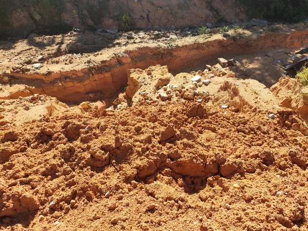 Yer Yamaçlardaki Erozyona Yağmur Neden Olur Toprak Yapısı Zayıf Heyelan — Stok fotoğraf