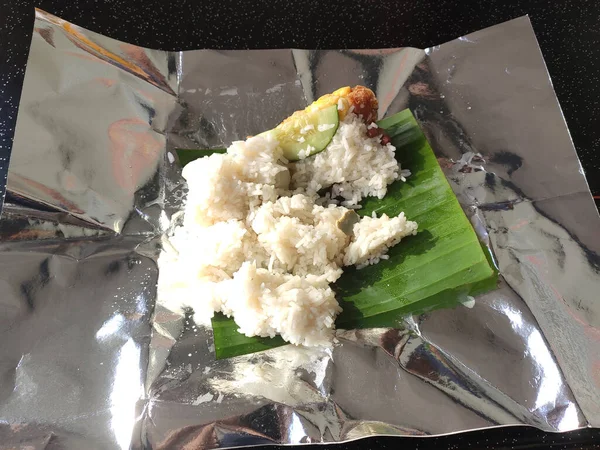 Насі Лемак Підпис Їжі Малайзії Часто Подається Сніданок Насі Лемак — стокове фото